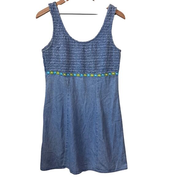 Y2K Denim Sundress Womens 5 Junior A-Line Empire Waist Kidcore Cottagecore Fairy - Picture 1 of 12